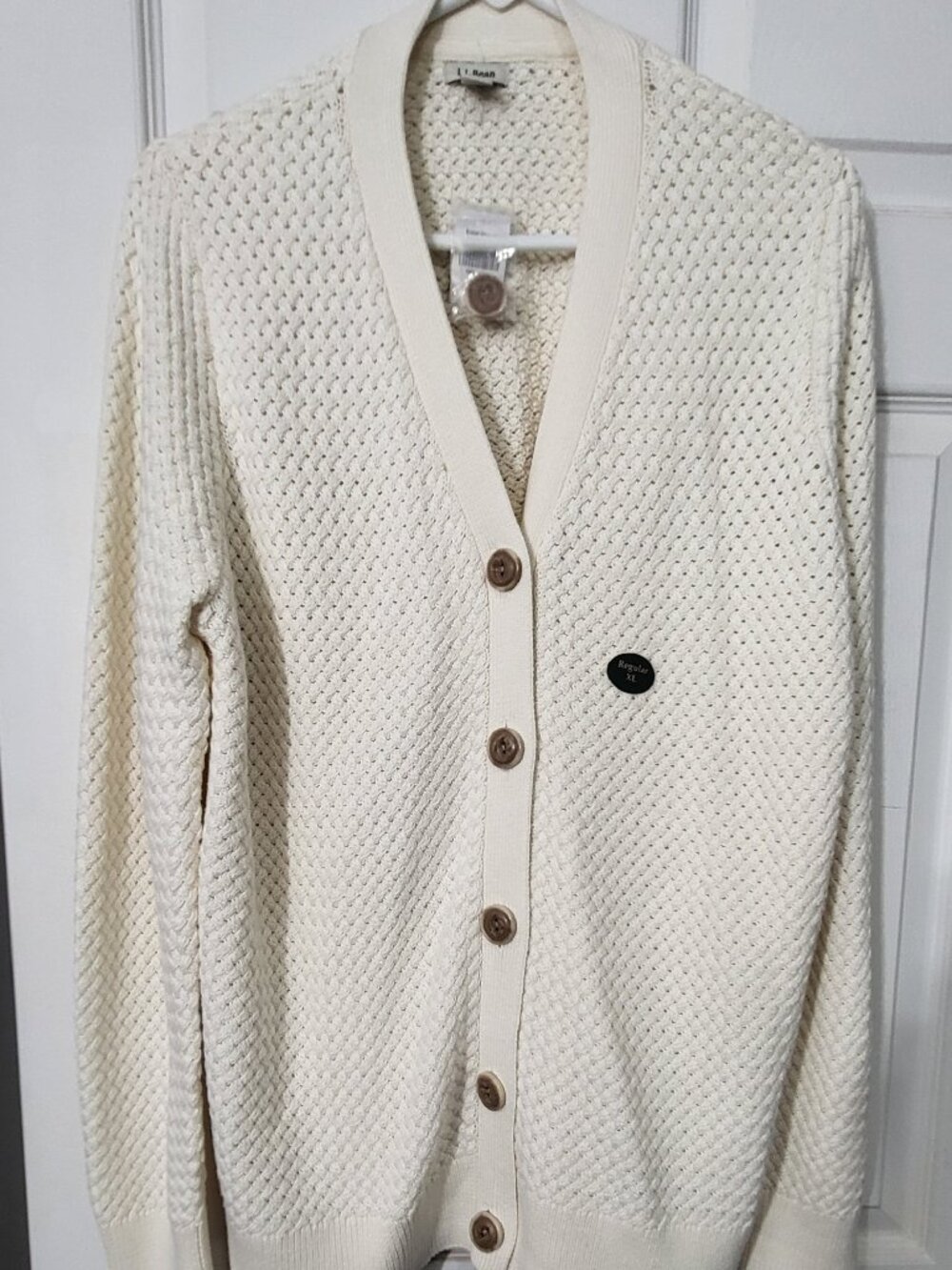 L.L. Bean Cardigan Women’s Size XL Cream Textured Button-Front NWT